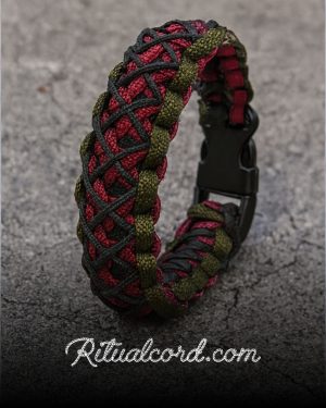 Pulsera Paracord Rojo, Negro & Verde Warrior