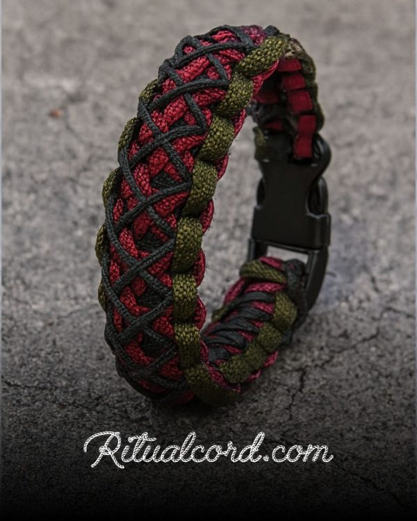 Pulsera Paracord Rojo, Negro & Verde Warrior